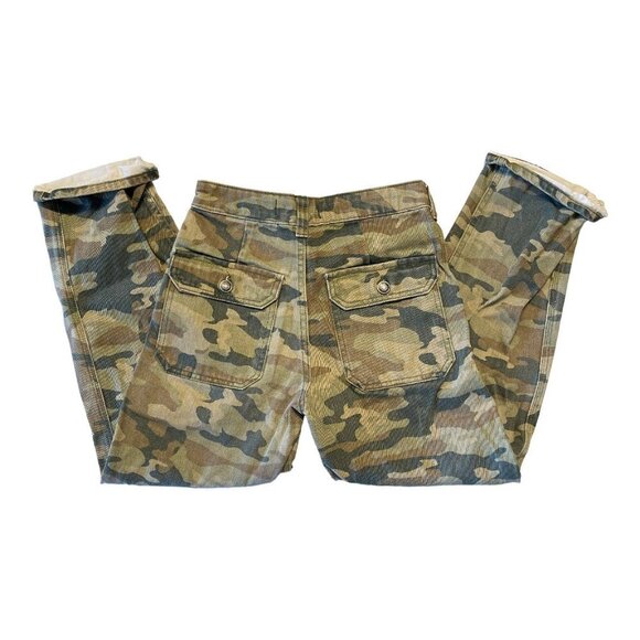 Free People Size 24 Remy Camo Print Jeans High Rise Wide Leg Cargo Pants Pockets - Picture 8 of 12